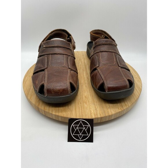 Drew Barcelona Brown Leather Fisherman Strap On Sandal Shoes Men's Size 13 W - Picture 7 of 12